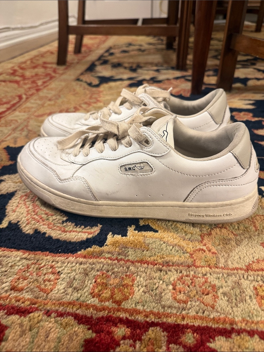 S.W.C. White Low-Top Leather Sneakers
